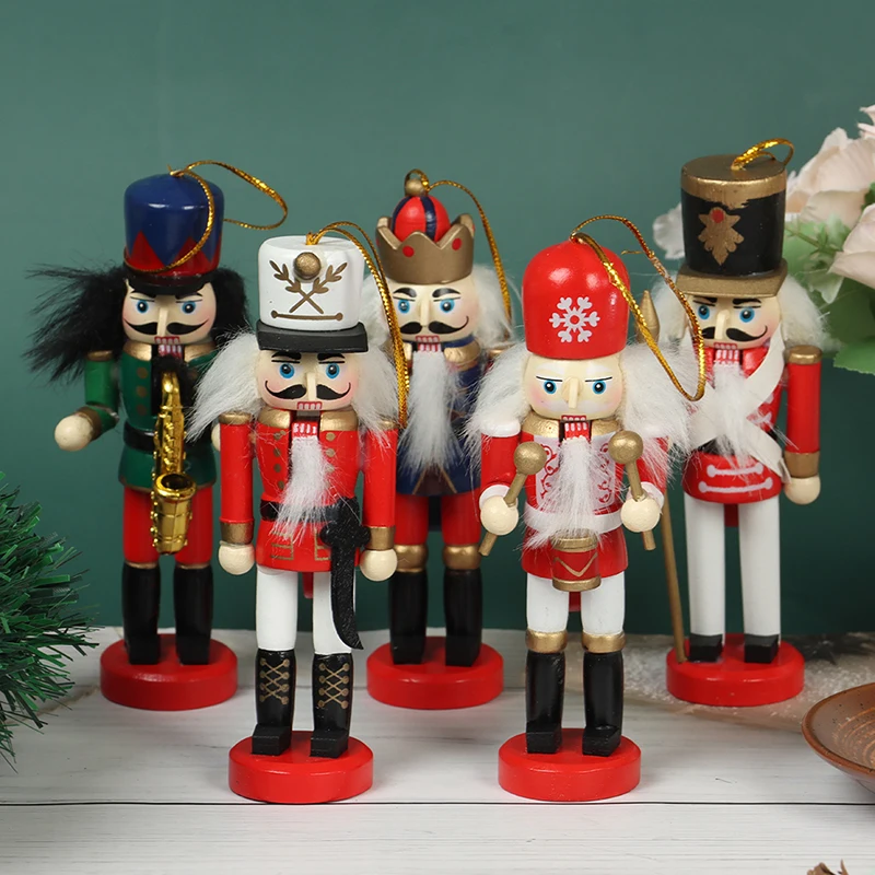 

1pc 12cm Nutcracker Puppet Christmas Ornaments Desktop Decoration Cartoon Band Dolls Xmas Decoration Random New