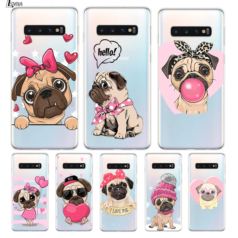 

Cartoon Cute Pug Dog Silicone Cover For Samsung Galaxy S21 S20 FE Ultra S10 S10E Lite S9 S8 S7 Edge Plus Phone Case