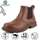 Осенние мужские защитные ботинки, резиновые ботинки, модная защитная обувь, Нескользящие рабочие мужские ботинки, защитные ботинки для мужчин YIZHONCO