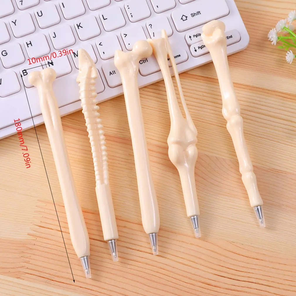 

5 pcs/lot Novelty Bone Shape Ballpoint Pen 0.7mm Ink Refill Writing Ball Pens School Office Stationery Gifts Supplies