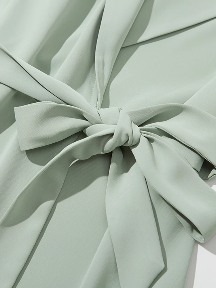 

JRYYT Spring Elegant V-Neck Sashes Dress Women High Waisted Long Sleeve Chiffon Dress Female Solid French Dress Ladise Vestidos