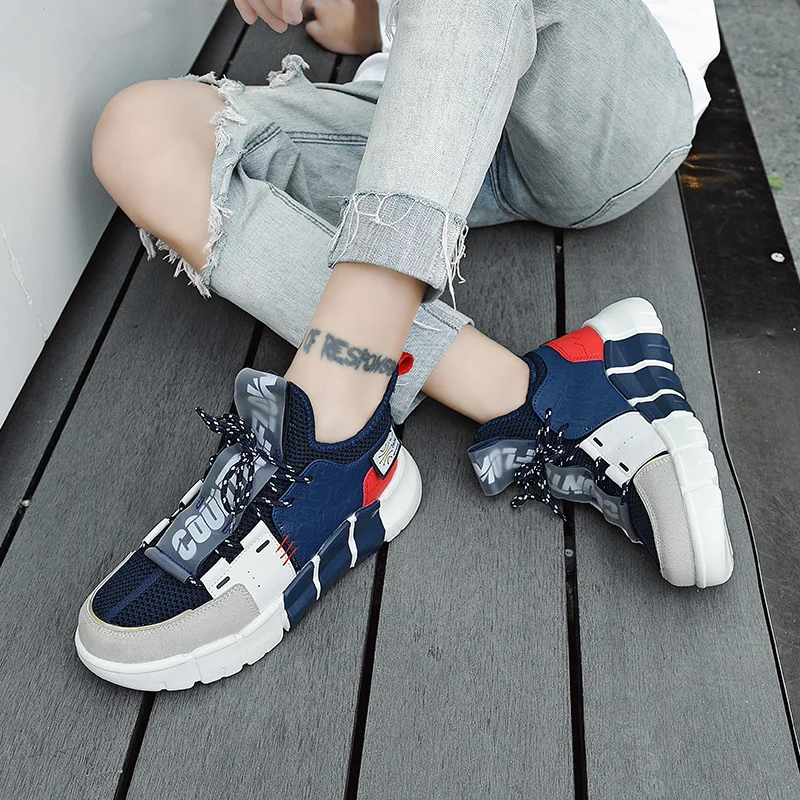 

Summer Korean Fashion Men's Sneakers Refreshing Breathable Thick-soled Lightweight Soft And Comfortable Non-slip Running Shoes