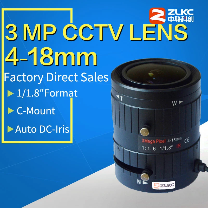 Объектив видеонаблюдения HD 3 Мп 4 18 мм 1/1 8 дюймов|cctv lens|iris lensauto iris lens |