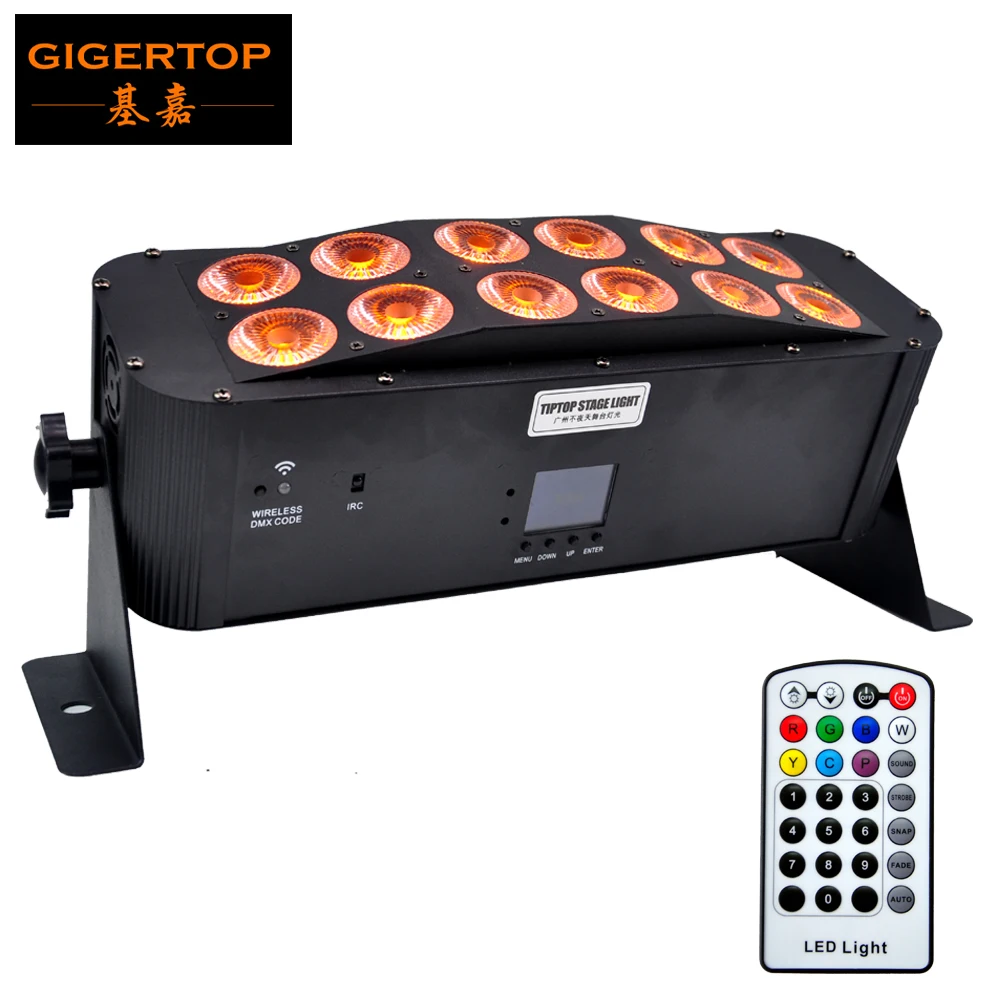 値段 ティップトップ 12 × 18 ワットrgbwa Uv 6IN1 屋内バッテリーledウォールウォッシャーライトワイヤレスバー軽量 2.4 グラム黒カバーledディスプレイTP-WB1218
