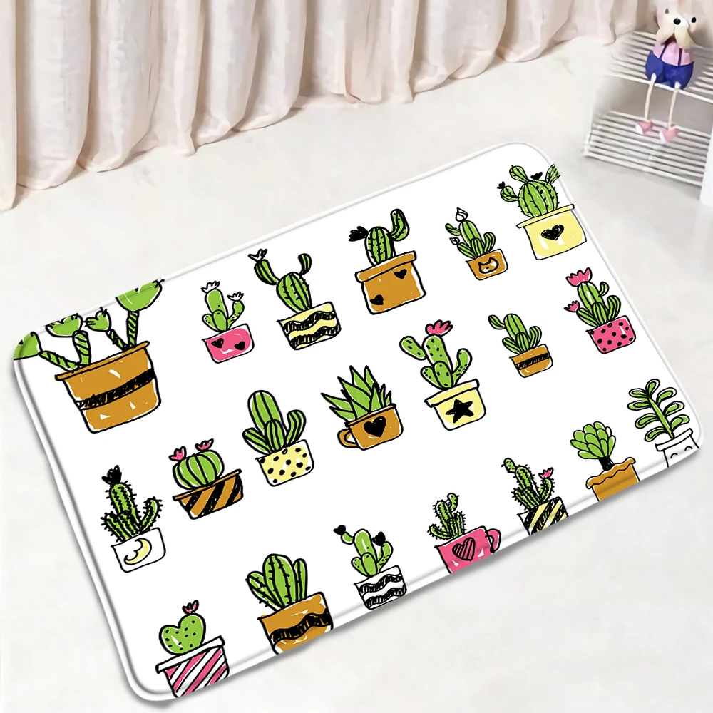 Набор занавесок для душа с милым мультяшным рисунком кактуса и зеленых растений