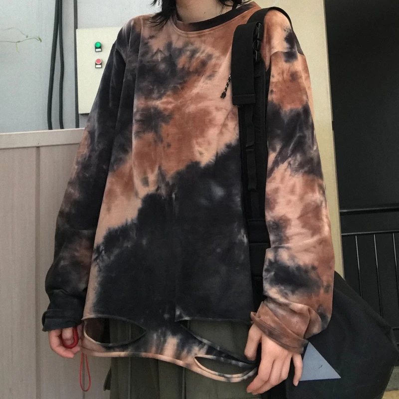Контрастная Футболка с принтом граффити в стиле «Tie Dye», большие размеры, Футболка Harajuku, уличная одежда в стиле панк для женщин и мужчин, топ, футболка для скейтборда, пуловер