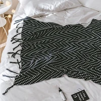 yiruio elegant throw blanket plaid spot star sky design black white two sided knitted bed sofathrows comfy picnic travel blanket