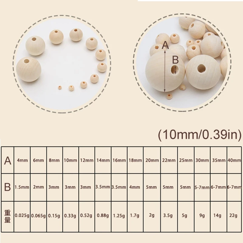 

D7WF 4/6/10/14/18/22/25/30/35/40mm Log Color Wooden Beads for DIY Jewelry Making Part