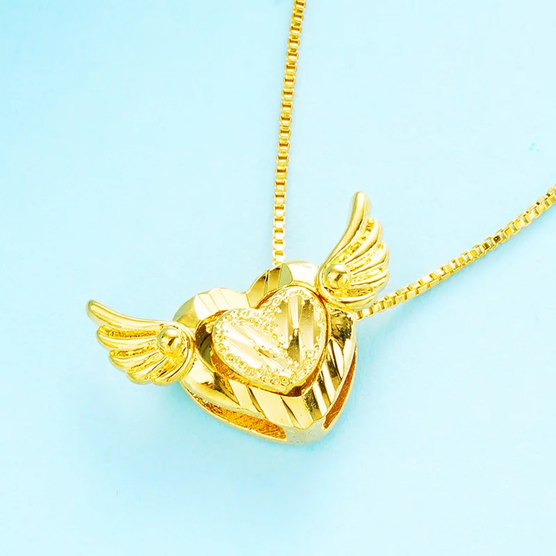 Модные ювелирные изделия крыло Ангела в форме сердца золотое ожерелье с