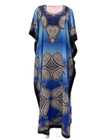 gown new style african womens clothing dashiki hot drilling bat sleeve loose long print dresses scarf free size