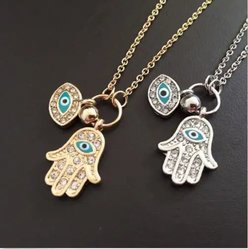Рука Хамса женская золотистая серебристая синяя от сглаза Фатима ювелирные
