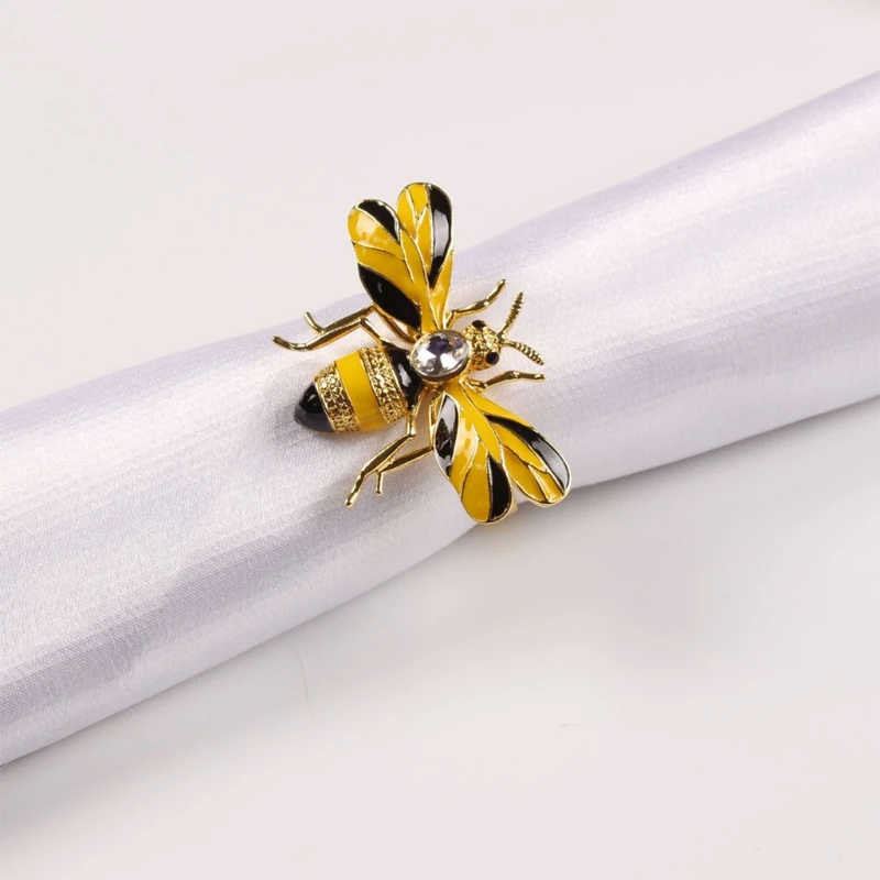 

Napkin Rings Set of 6, Bee Metal Napkin Rings Tablecloth Accessories, Dinning Table Setting Gold Napkin Buckle Napkin Ho
