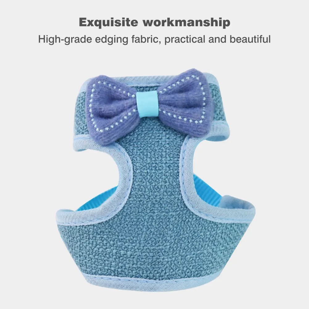Поводок и шлейка с бантиком для домашних животных регулируемая поводком кошек |