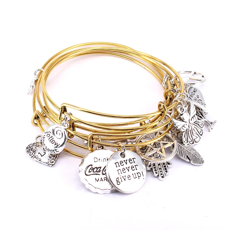 5 шт Набор браслетов серебряный цвет и золотой браслеты для женщин девушек