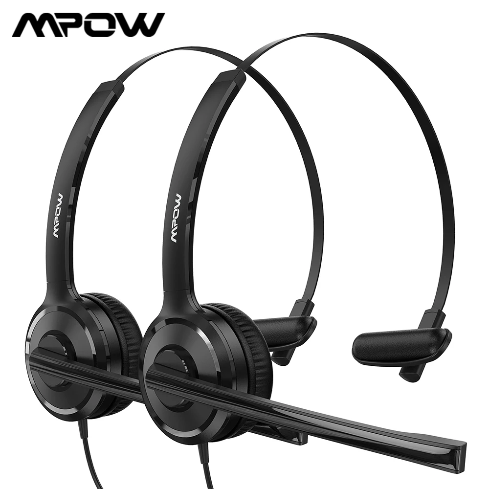 

2 Packs Mpow BH323 Office Wired Headset 3.5mm Computer Headphone with Noise Cancelling Mic PC USB Headset for Driver/Call Center