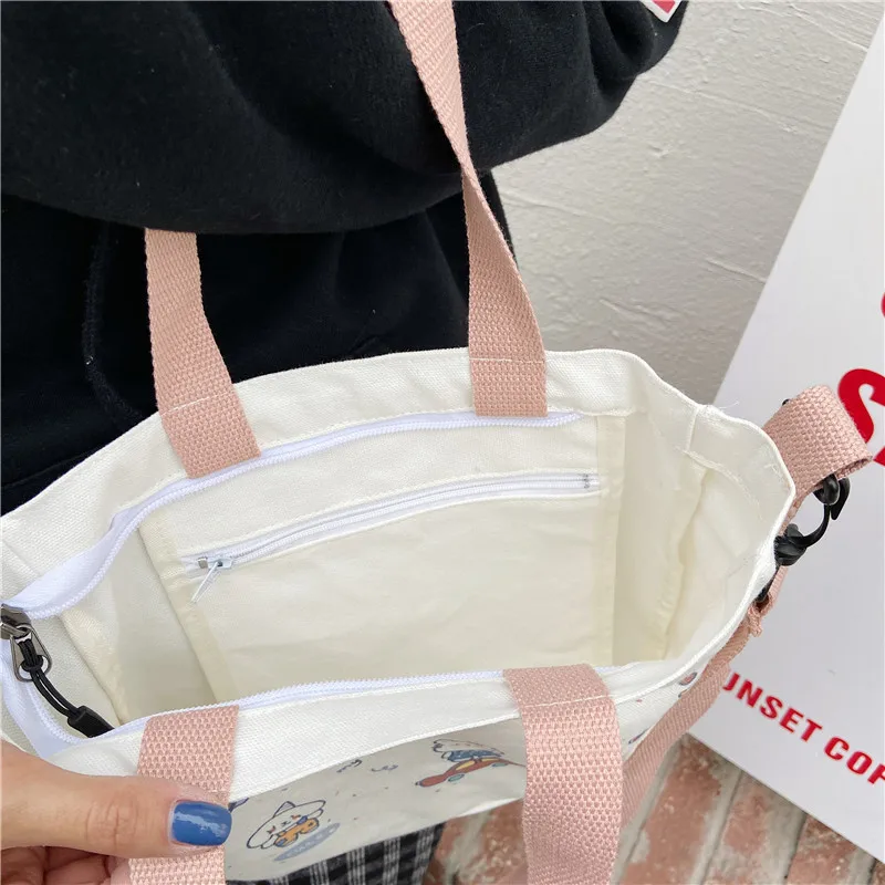 

Canvas Messenger Shopper Bags for Women 2021 Purse Handbag Female Girls Shopping Casual Wallets Mini Shoulder Bag cute Schoolbag