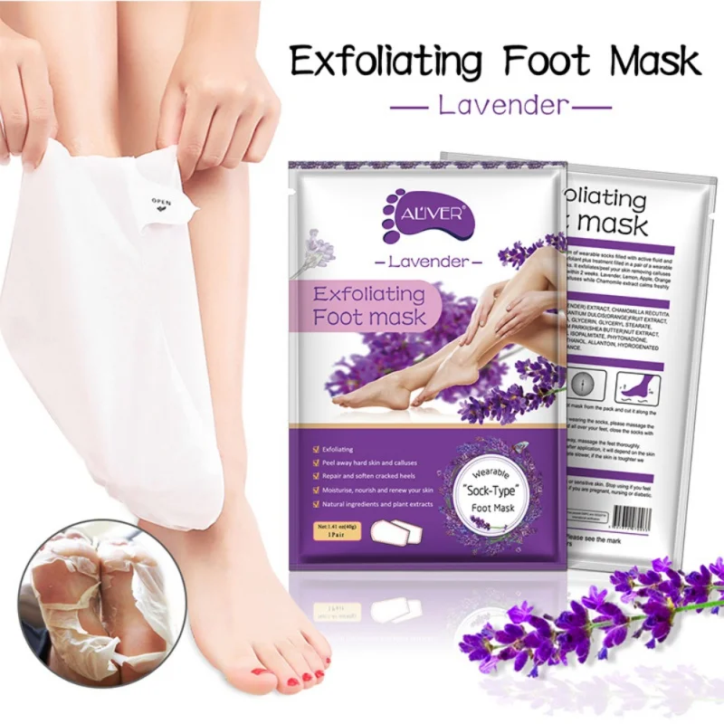 

Lavender Foot Mask Exfoliating Renewal Pedicure Remove Dead Skin Heel Socks Peeling Smooth And Tender Foot Care One Box/3 Pairs