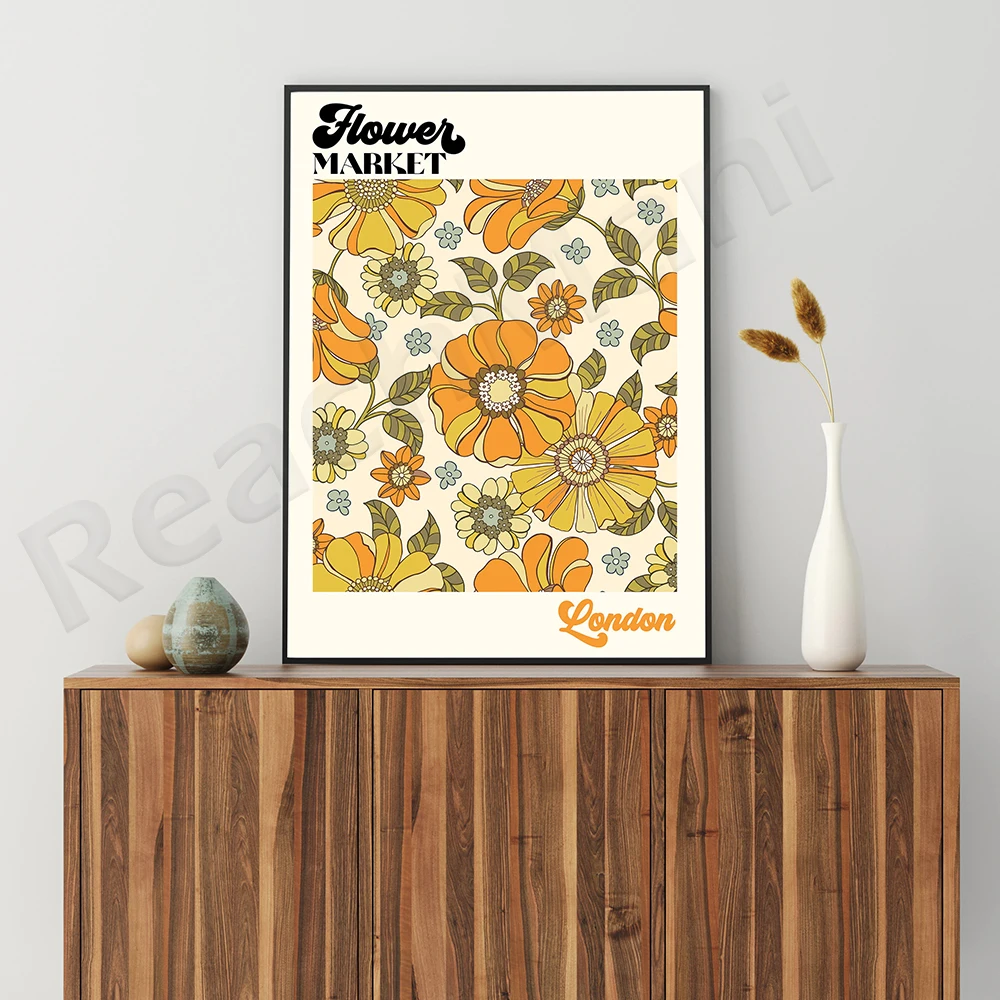 Цветочный рынок Токийская Художественная печать ботаническая иллюстрация