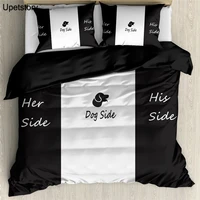 bedding black white style quilt cover set creative dog side her side his side duvet cover pillowcase couple home textiles