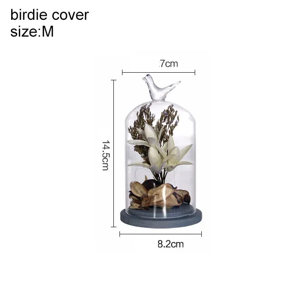 BIRD COVER Креативные украшения для дома, аксессуары, стеклянная крышка, произведение искусства, настольные Ремесла, Декор, сушеная Цветочная ваза с орнаментом, подарки, микро пейзаж - Цвет: BIRD COVER