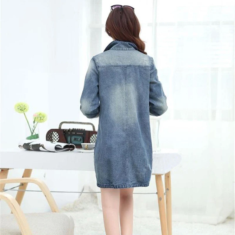 Big Size 4XL 5XL Women Denim Jacket Long Jeans Coat Casual Frayed Female Basic Jackets Outwear 2019 New Plus | Женская одежда