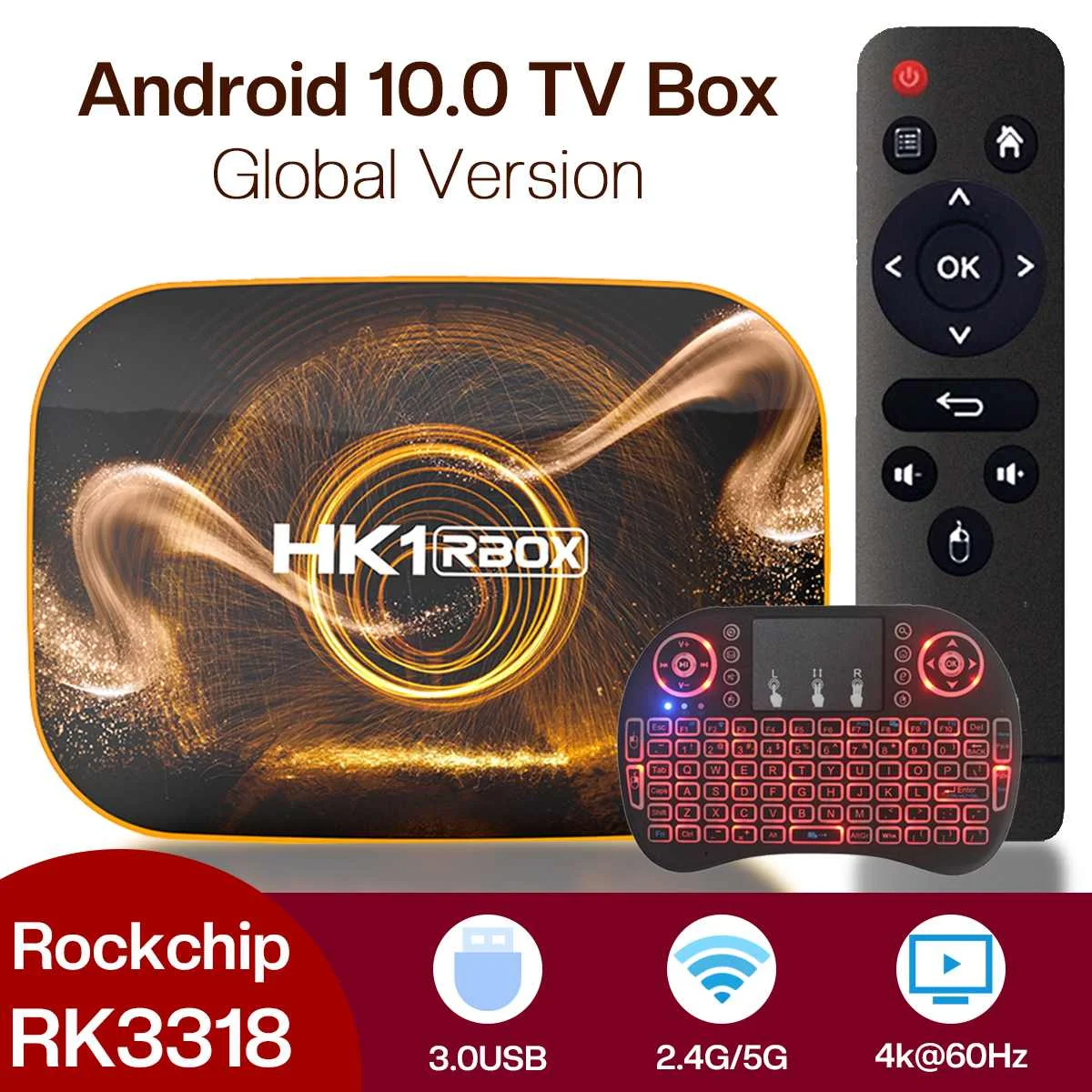 

ТВ-приставка RK3318 на Android 10, 4K, 2,4G, двойной 3D Wi-Fi, BT4.0, ТВ-приемник, медиаплеер, HDR, USB 3,0, 4 Гб, 32 ГБ, 64 ГБ, светильник ка, ТВ-приставка