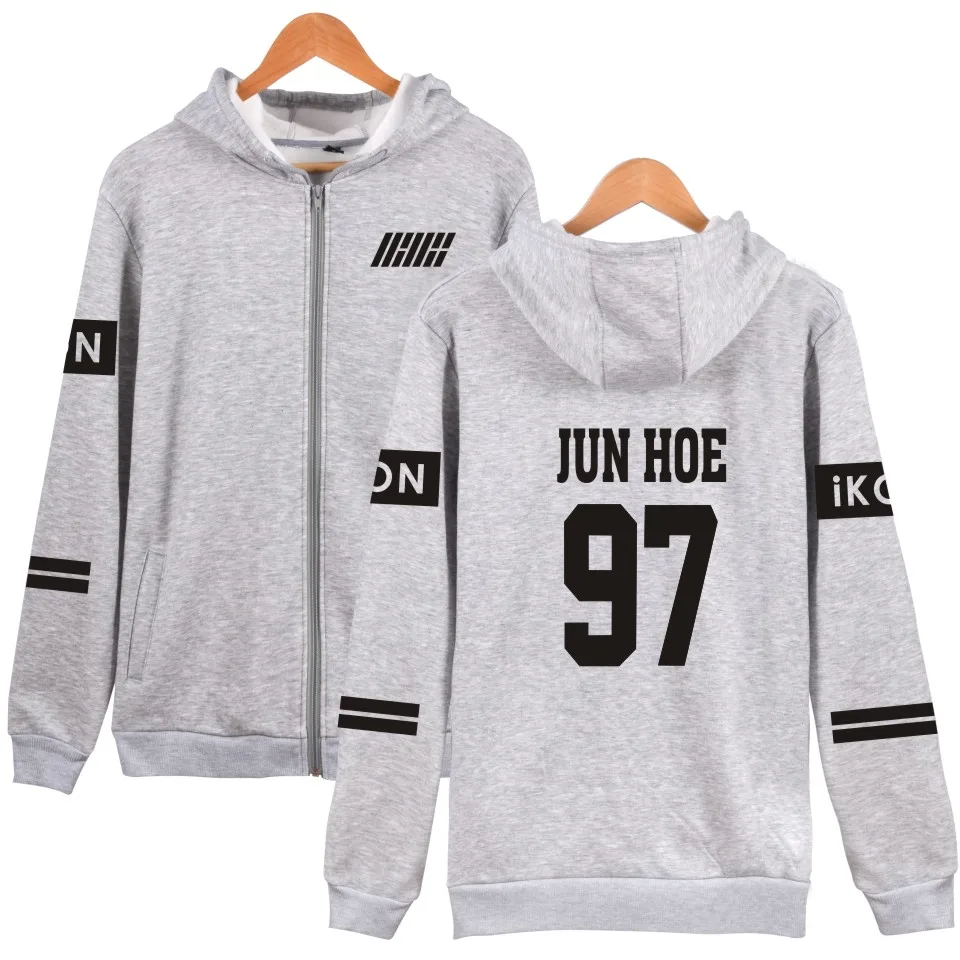 Новая мода альбом IKON толстовки с капюшоном на молнии для женщин Имя пользователя