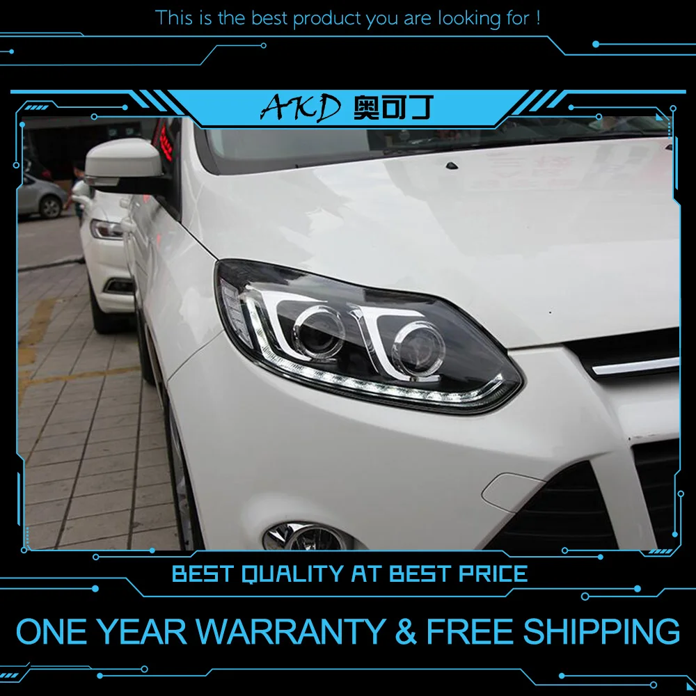 AKD тюнинг автомобильных фар для Ford Focus 2012 2014 светодиодные фары DRL ходовые огни Bi Xenon