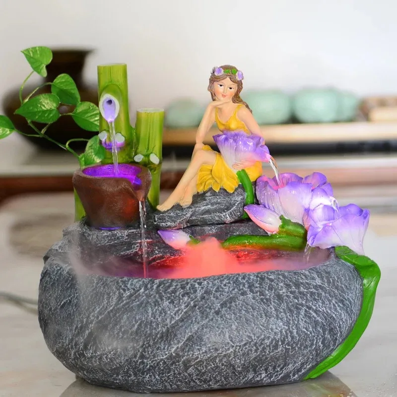 Фигурка сказочного фонтана из смолы поделки свадебный подарок комнатный водный