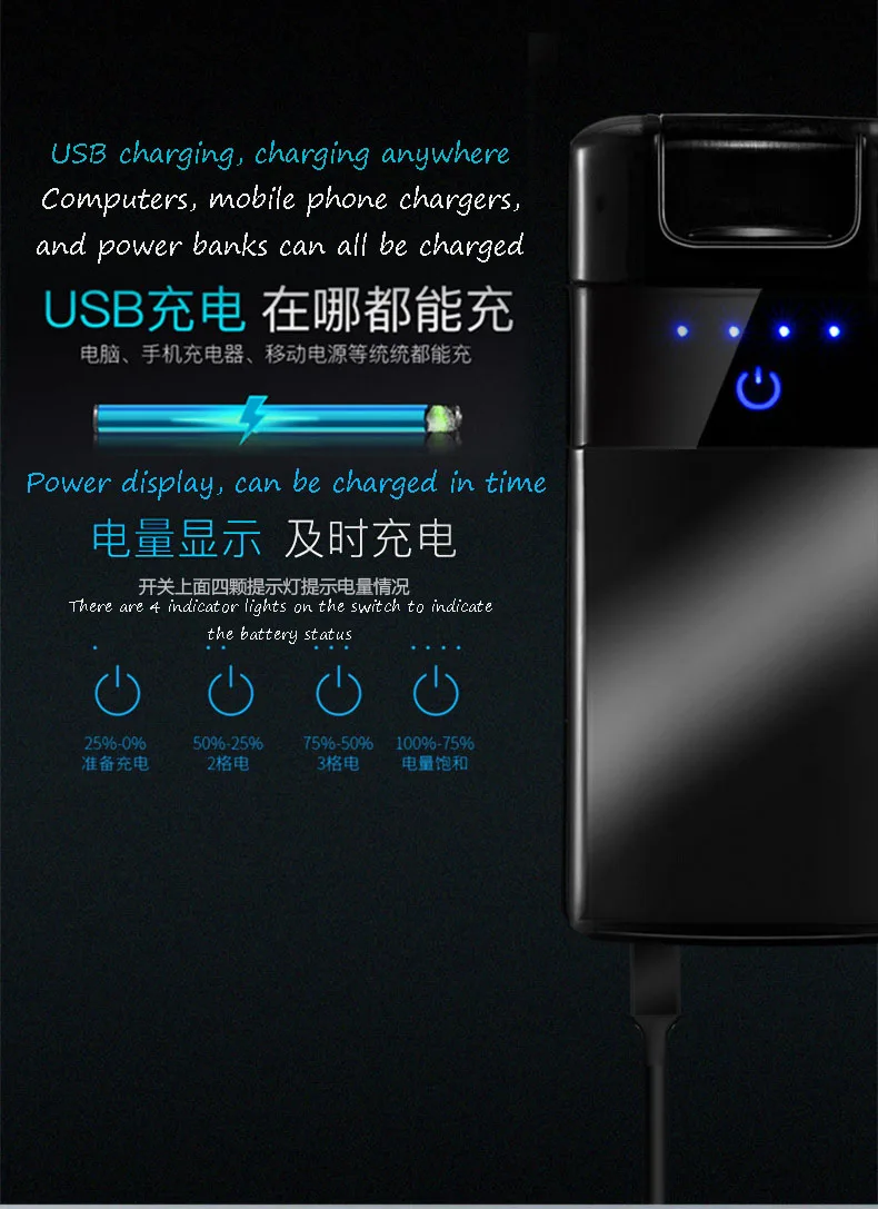 Умная Беспроводная usb зажигалка с двойной дугой металлическая ветрозащитная