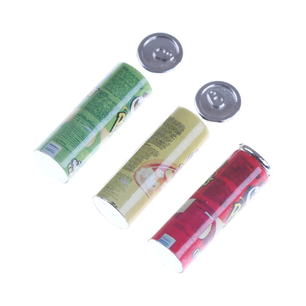 

3pcs 1:12 Dollhouse Miniature Food Metal Potato Chips Bottle Jar Dolls Kitchen Food Mini Simulation Kitchen Food For Doll Toy