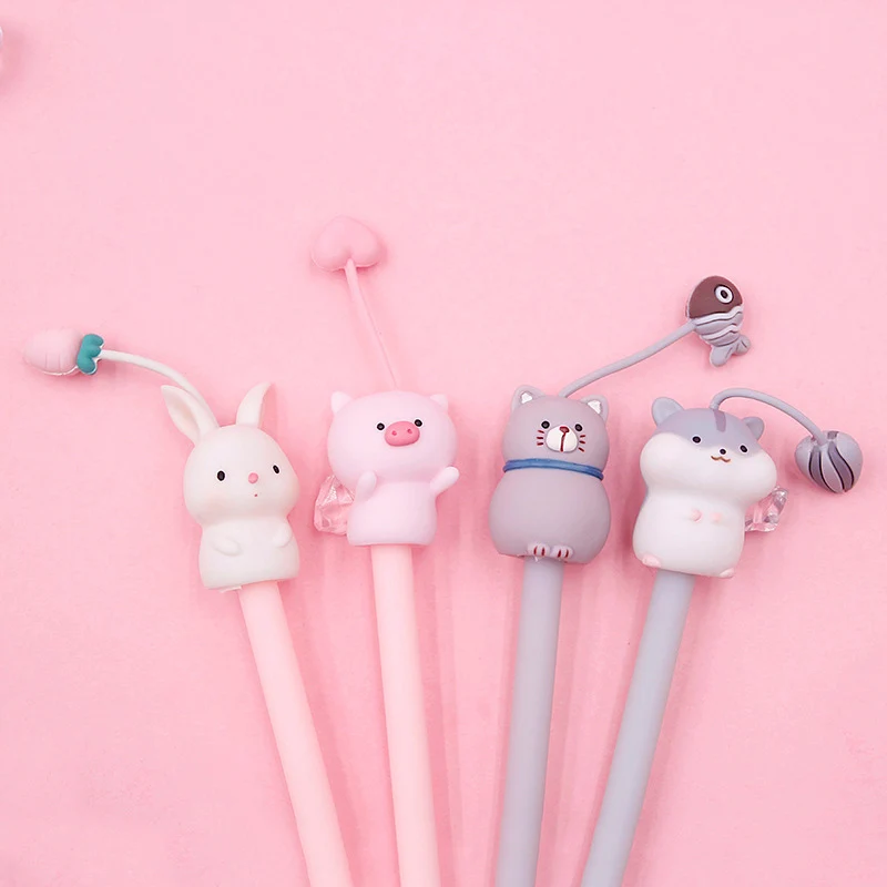 Милые ручки с персонажами мультфильмов кавайные животные гелевые черные чернила