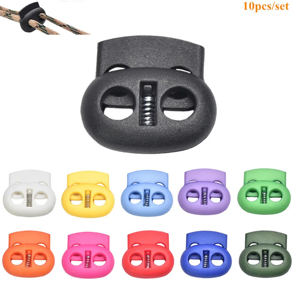 

10pcs Plastic Stopper Cord Lock Bean Toggle Clip Apparel Shoelace Sportswear Mixed Colorful 5 mm cord lock spring clasp plastic