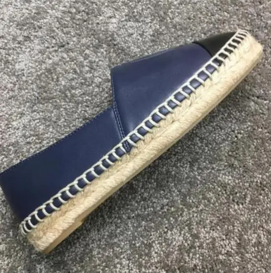 

Classical Top Quality Luxury Brand Design Goat Leather Woman Espadrilles Slip On Climbing canvas shoes Flat Fisherman Shoes