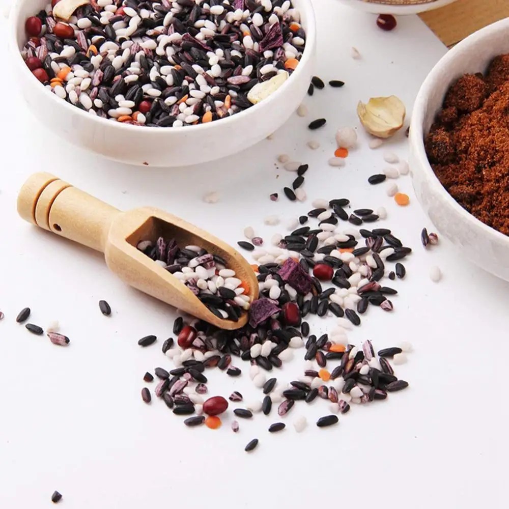 

10Pcs Mini Long Handle Wooden Scoops Bath Salt Spoon Candy Flour Spoon Scoops Kitchen Utensils - 2.4cm x 7.6cm