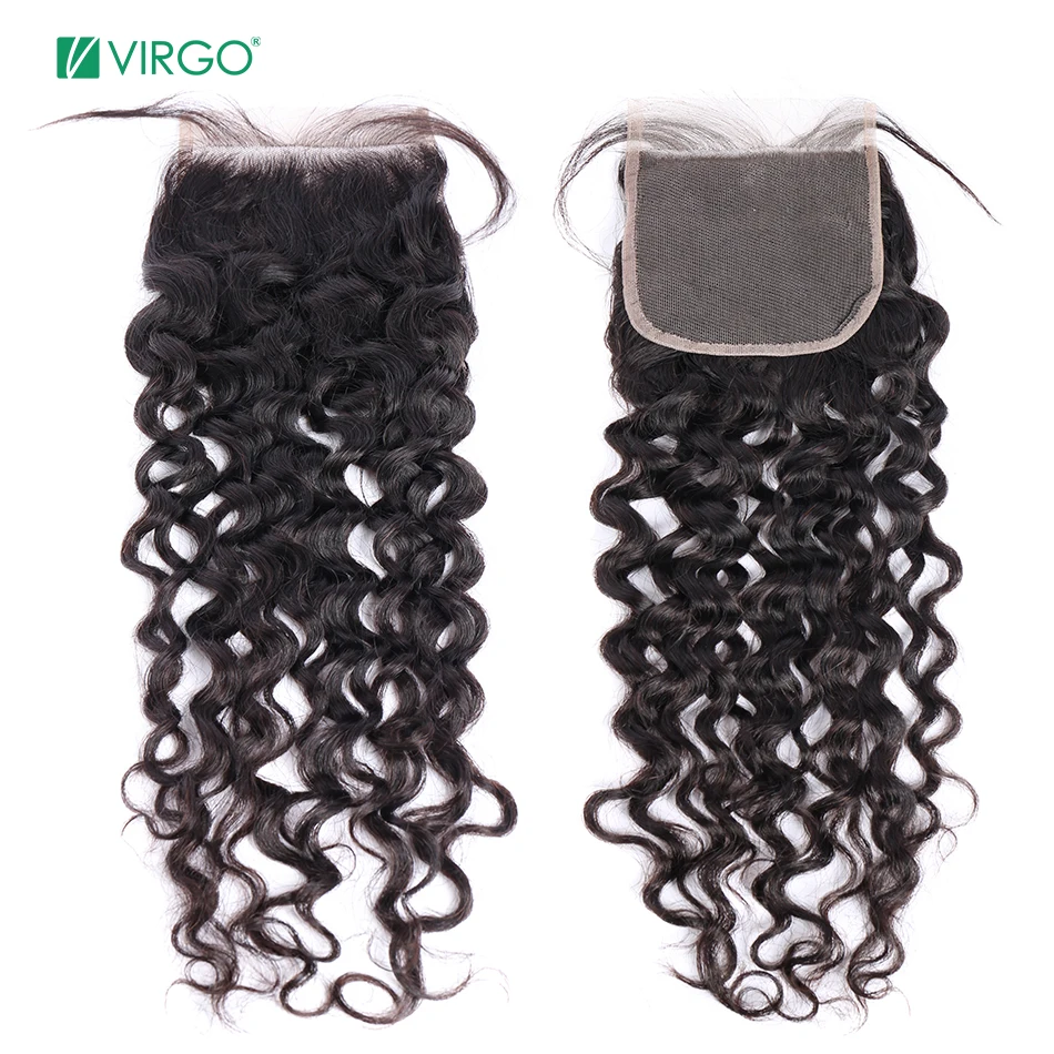 Волынка Virgo Remy волосы швейцарские кружева закрытие воды волна 4x4 5X5 6X6 Кружева