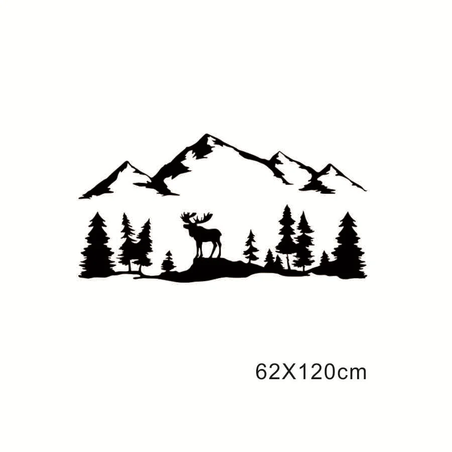 

For SUV RV Camper Offroad Moose Trees Forest Mountain Vinyl Art Sticker Car Decor Outdoors Hiking Decals Decoration