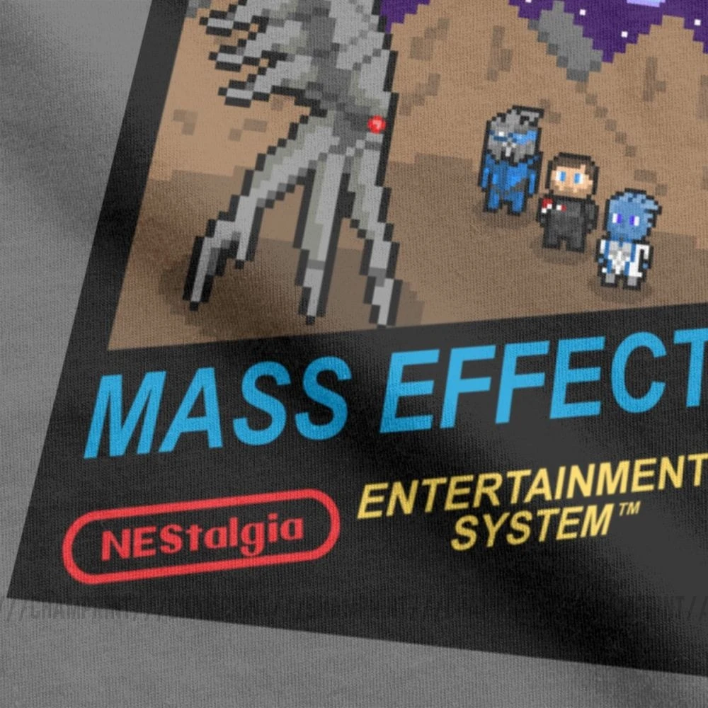 Футболки NEStalgia Mass Effect для мужчин Винтажная футболка из чистого хлопка с круглым