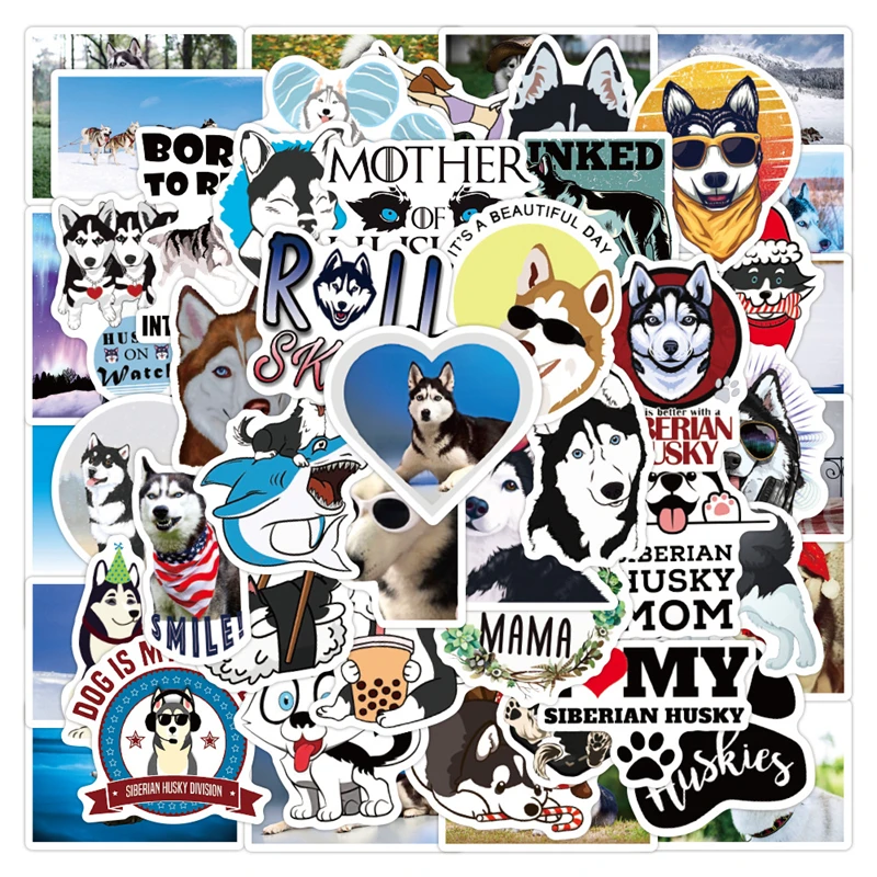

10/30/50 PCS Pet Husky Doodle Children Cartoon Sticker For Laptop Skateboard Luggage Motorcycle Fridge Waterproof Decal Toy