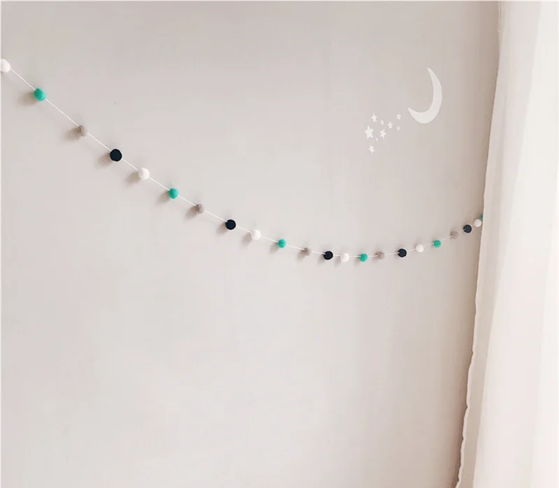 Pompom de feltro lã bolinhas cor nórdica meninos meninas crianças parede do quarto mobiliário doméstico bonito decorações sala estar