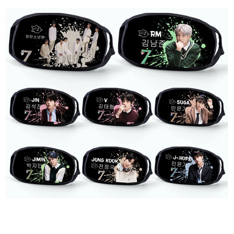 

KPOP 3pcs Bangtan Boys Map Of The Soul 7 Short Plush Printing Mask Dustproof Mask Outdoor Wear Fans Collection
