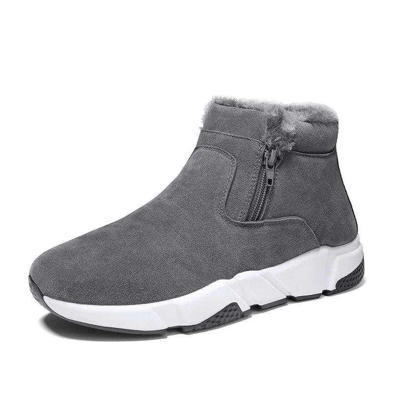 

Fashion Winter High-top Snow Boots with Zipper Martin Cotton Shoes FUR Warm Mens Boots Non-slip Black Mens Platform Boots