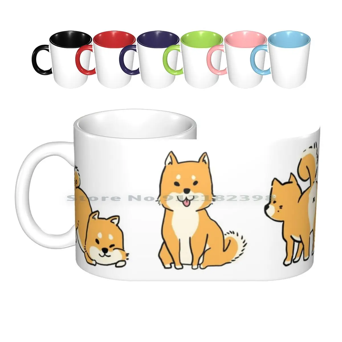 

Shiba Inu Ceramic Mugs Coffee Cups Milk Tea Mug Dog Puppy Cartoon Cute Doodle Kawaii Creative Trending Vintage Gift Bottle Cup