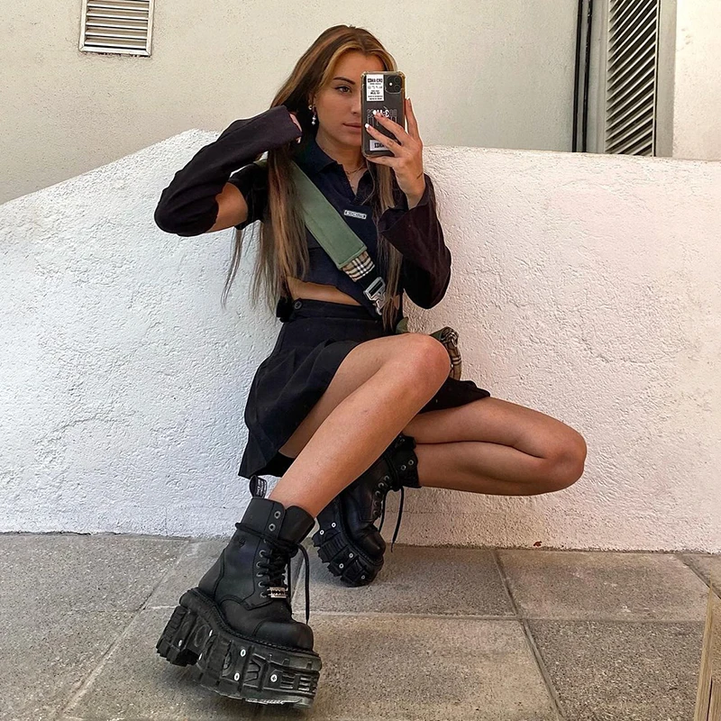 

Rockmore Gothic Women'S T-Shirt With Arm Gloves Woman Short Sleeve Crop Top Fashion Grunge T Shirt y2k Streetwear Tee Summer 90s