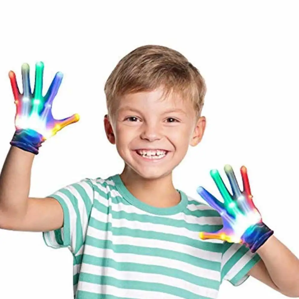 

Rainbow Gloves Toys Halloween Gift Party Luminous Props Gloves Christmas Halloween Concert Toy Stage Novelty Costume Party E2I4