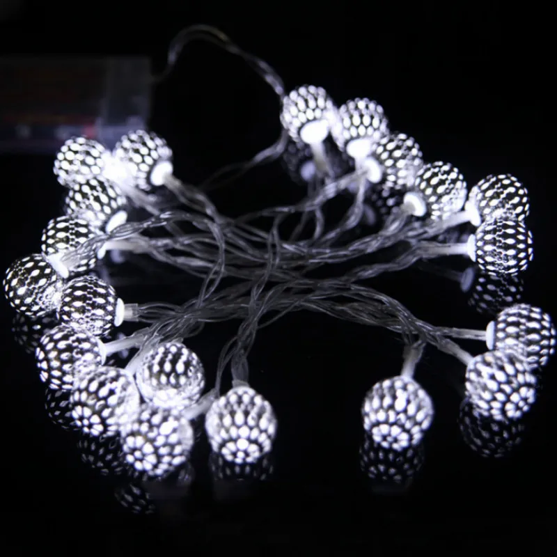 Серебряный цвет полый шар 10/20 Led 1 2/2 5 м светодиодная гирлянда для свадебной