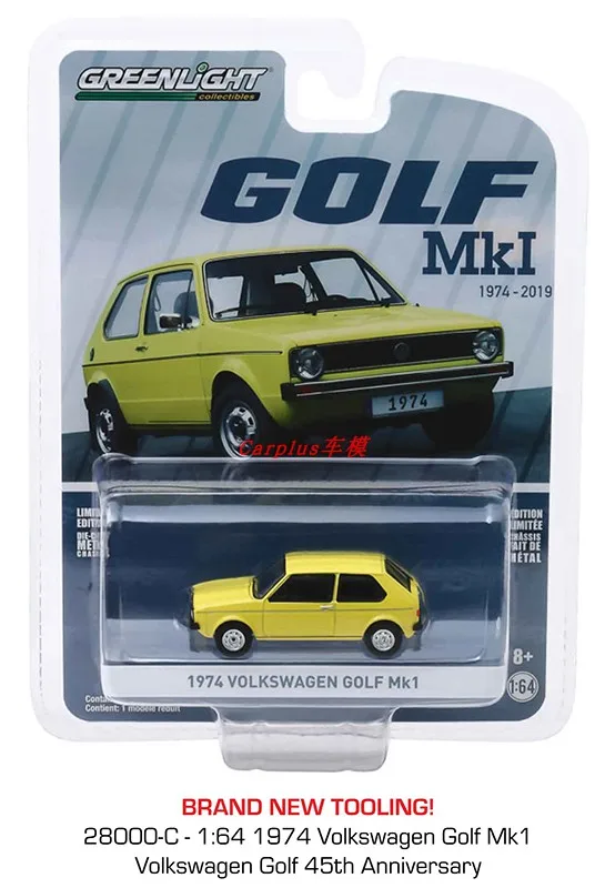

Коллекция игрушек к 40-летию, GreenLight 1/64, автомобили, 1974 Volks wagen Golf Mk1, металлическая литая модель