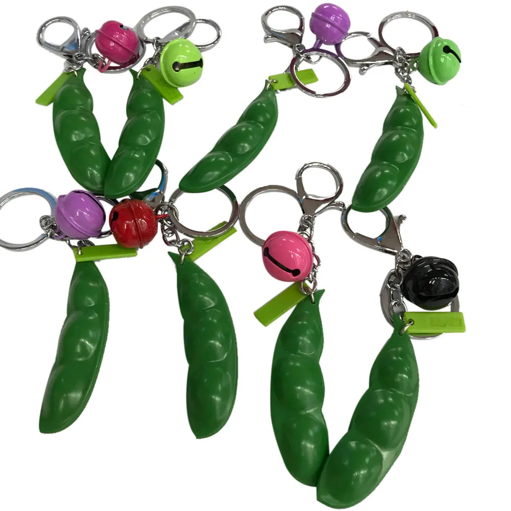 Soybean Toy Keychain Funny Rings Bells Cute Pendant Bag Hanging Decor Relief Toys Women Phone Charms Gift #45 | Инструменты