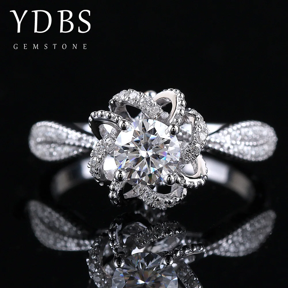 18k Белое Золото 1ct 6 5mm DF круглая огранка обручальное &amp свадебное Moissanite