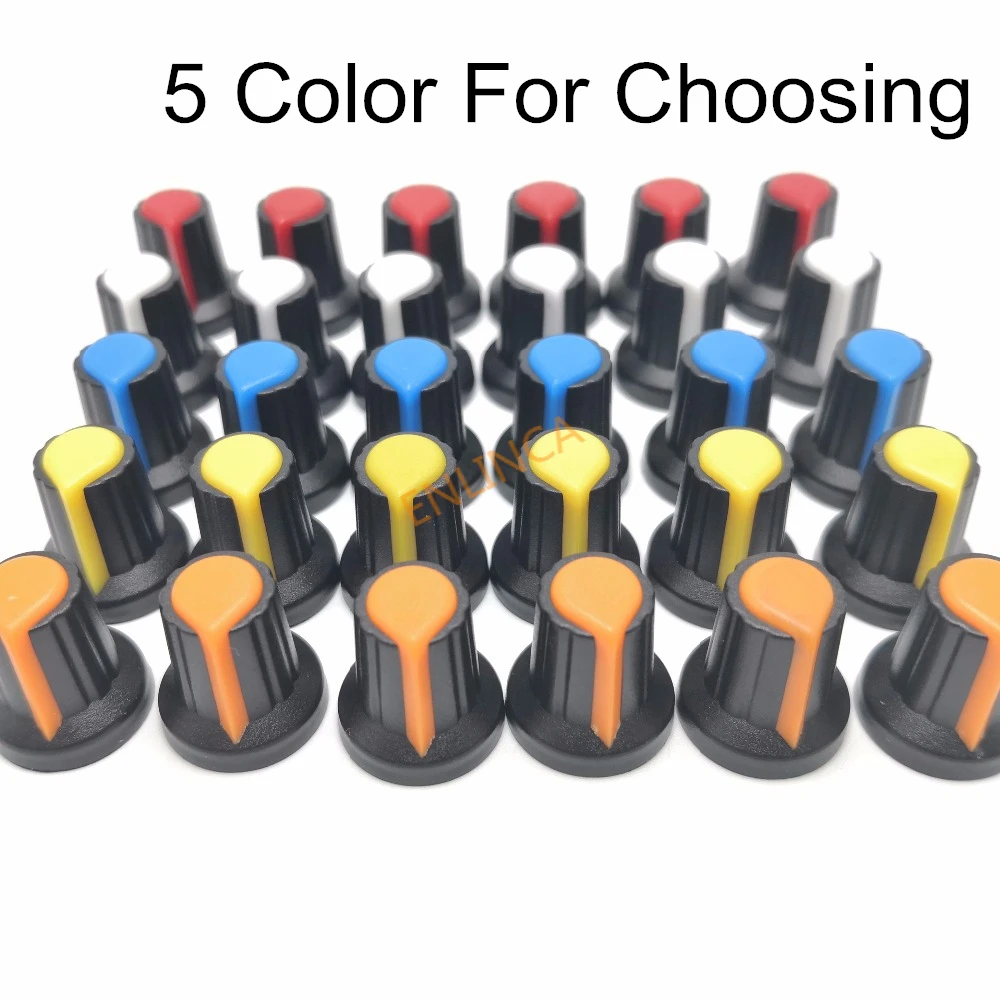 

20pcs WH148 potentiometer knob cap(copper core) 15X17mm 6mm Shaft Hole AG2 Yellow Orange Blue White Red 5color